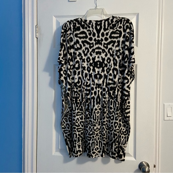Calvin Klein Women’s Leopard Print Short Dolman Sleeve Tunic / Kaftan Top Size 6 - Picture 8 of 15